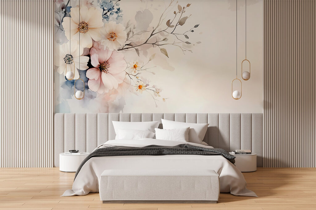 Painting of flowers on a white background