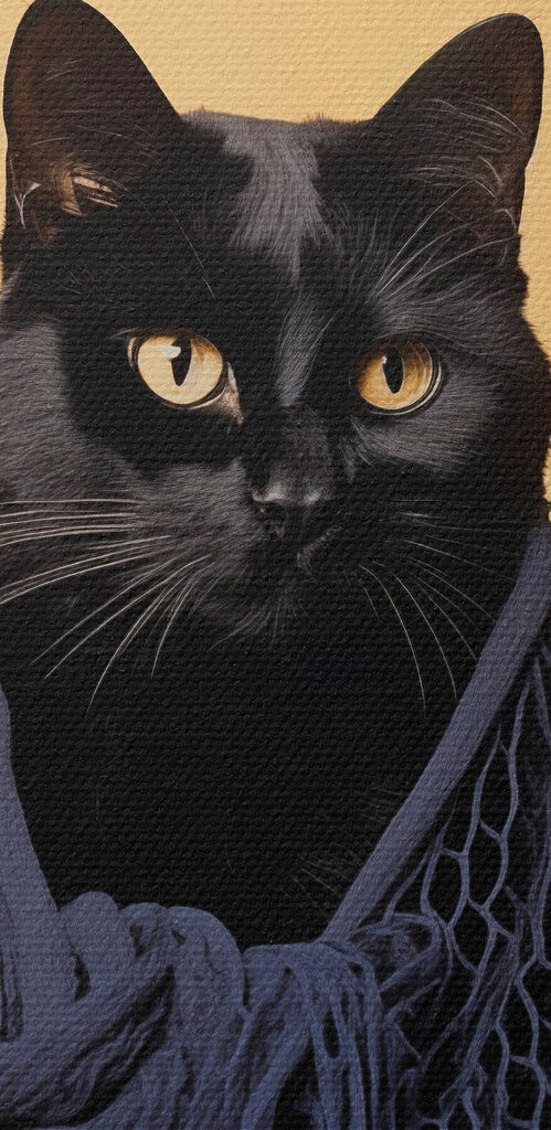 Cat wearing a net