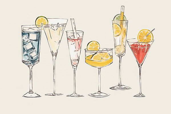 Group of different colored drinks Group of different colored drinks