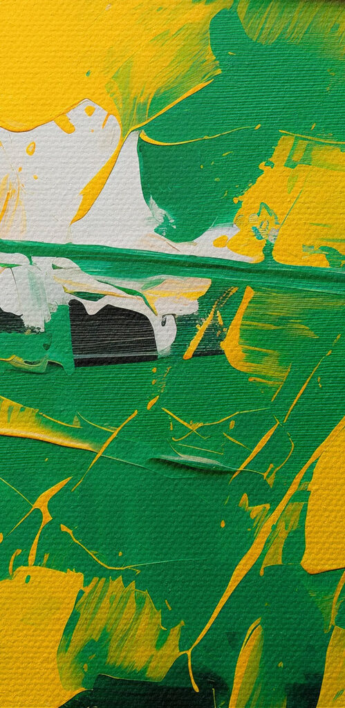 Painting of green and yellow paint Painting of green and yellow paint