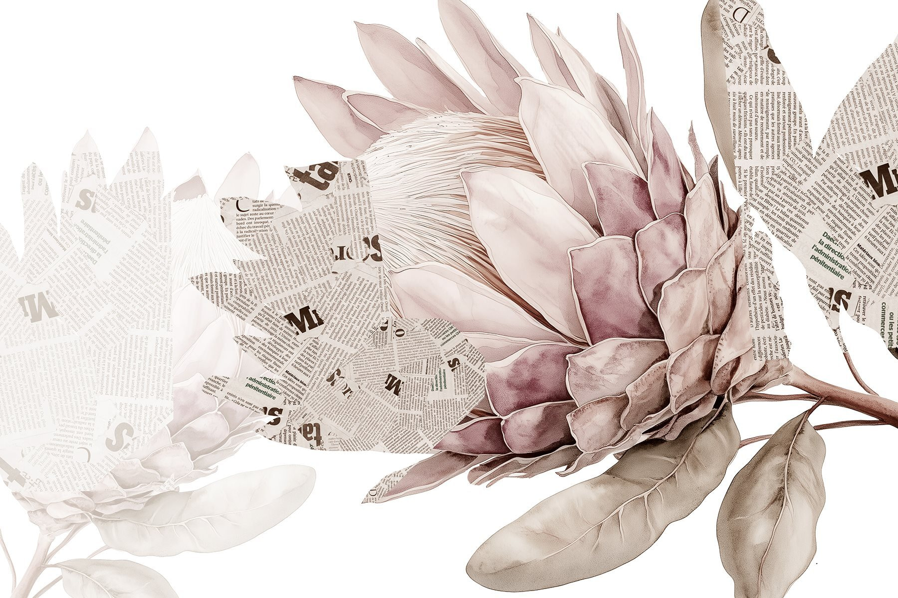 Flower with newspaper and leaves