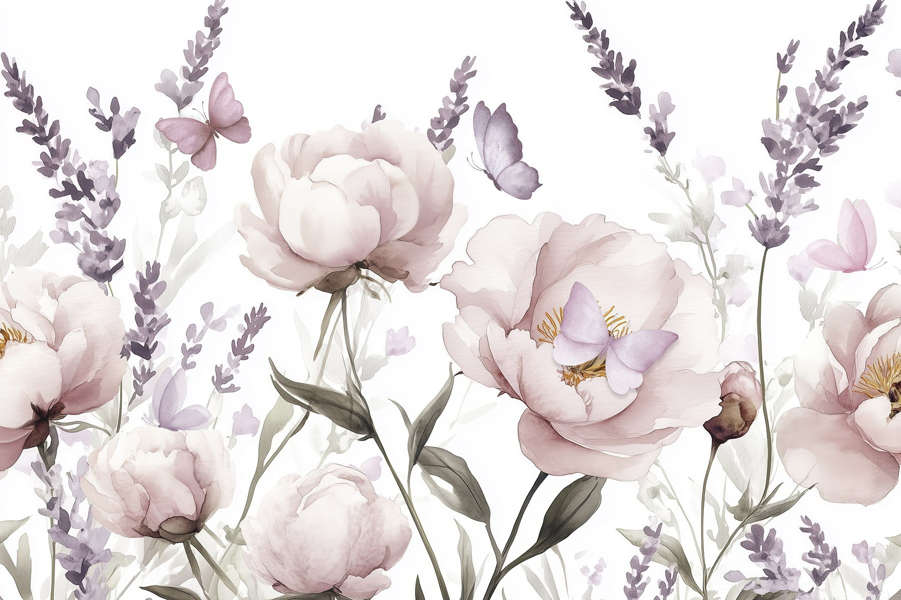 Painting of flowers and butterflies