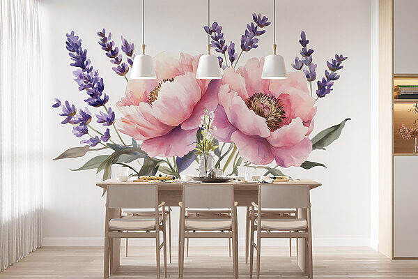 Watercolor of flowers and leaves