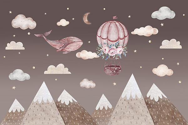Balena e mongolfiera in cielo Balena e mongolfiera in cielo