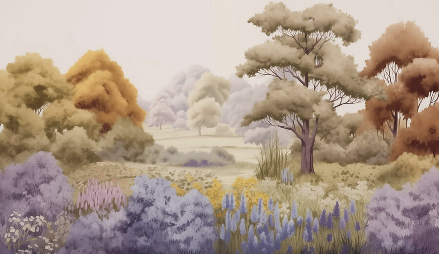 Paesaggio con alberi e fiori Paesaggio con alberi e fiori
