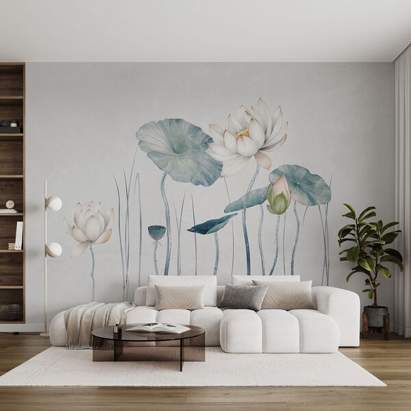 Pittura di fiori e foglie in acqua Pittura di fiori e foglie in acqua
