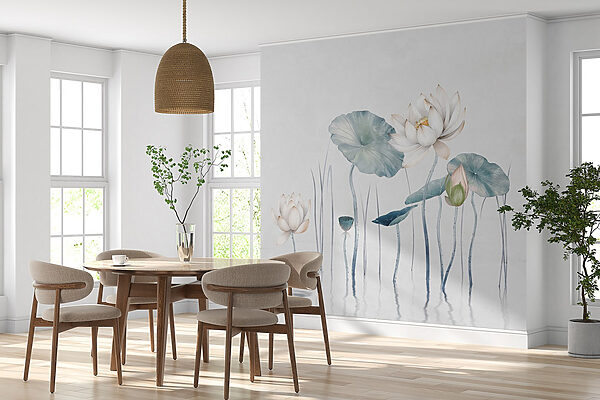 Pittura di fiori e foglie in acqua Pittura di fiori e foglie in acqua