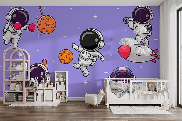Cartone animato di astronauti nello spazio Cartone animato di astronauti nello spazio