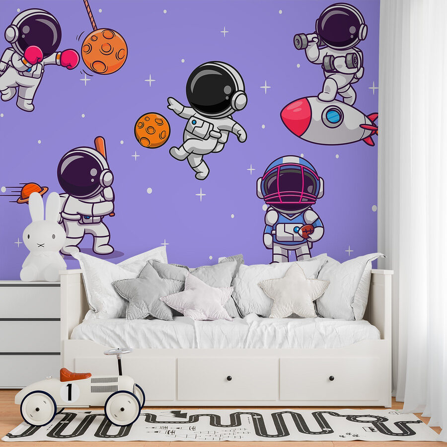 Cartone animato di astronauti nello spazio
