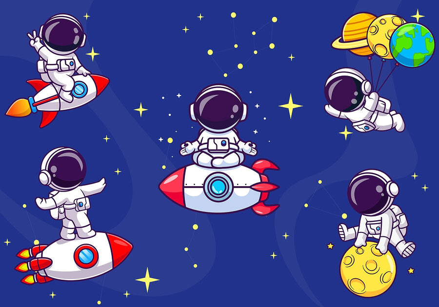 Cartone animato astronauta nello spazio