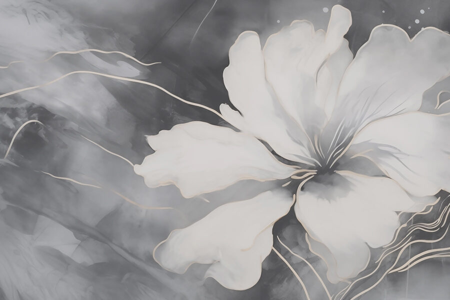 Fiore bianco su sfondo bianco e nero