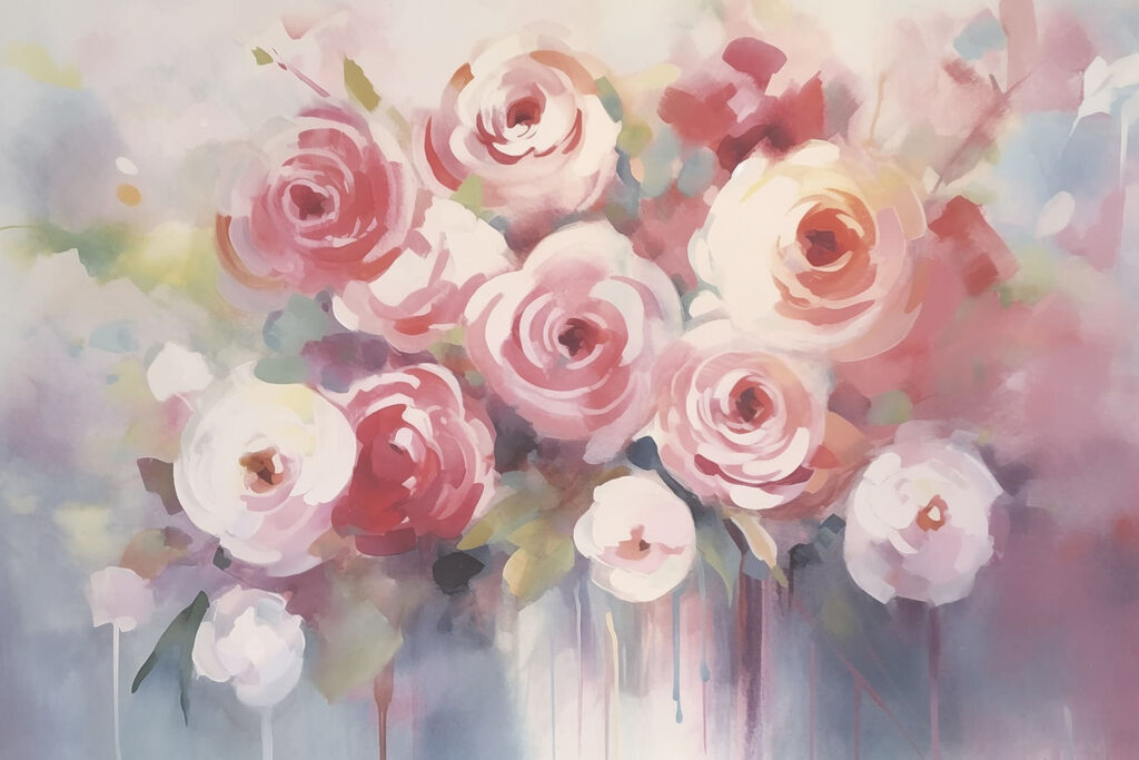 Pittura di fiori su una superficie bianca Pittura di fiori su una superficie bianca