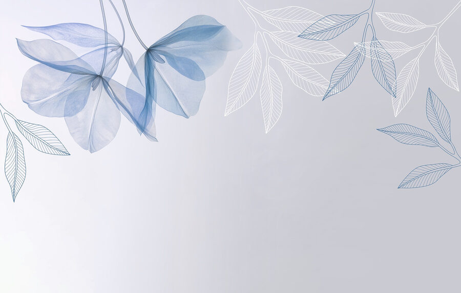 Foglie blu e bianche