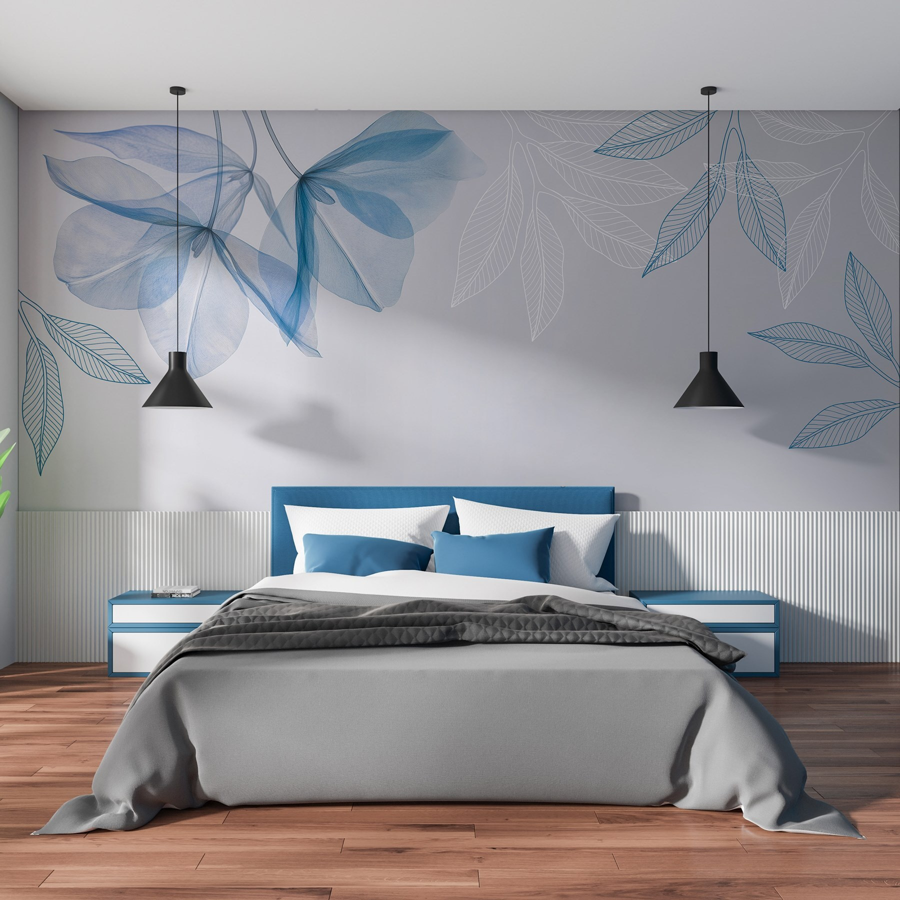 Blue and white leaves