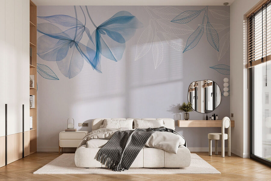 Foglie blu e bianche