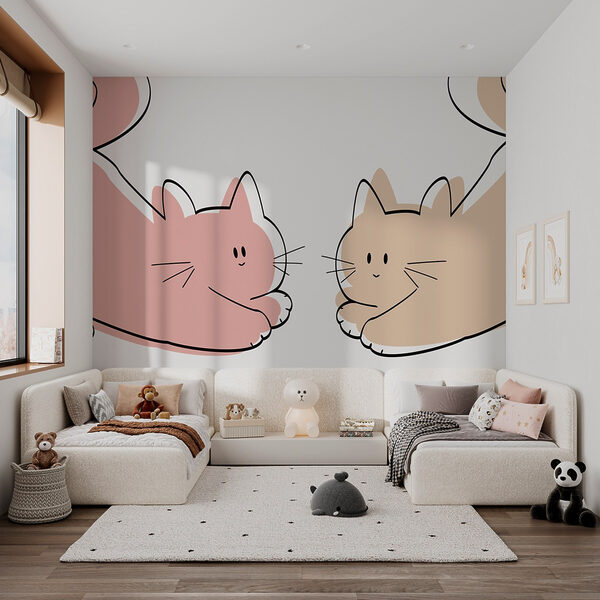 Coppia di gatti sdraiati Coppia di gatti sdraiati