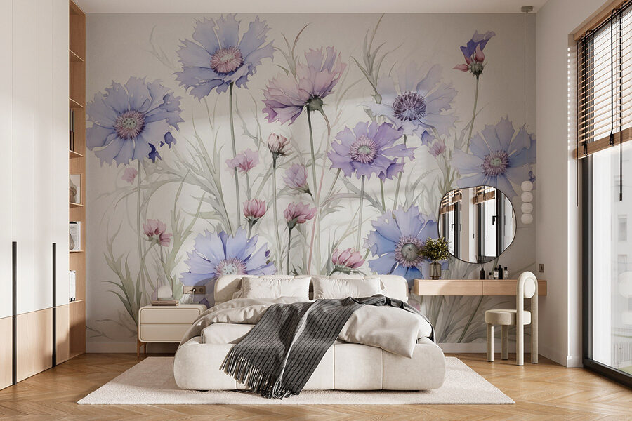 Pittura di fiori su sfondo bianco