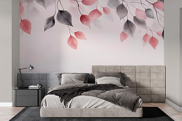 Foglie rosa e grigie sui rami Foglie rosa e grigie sui rami