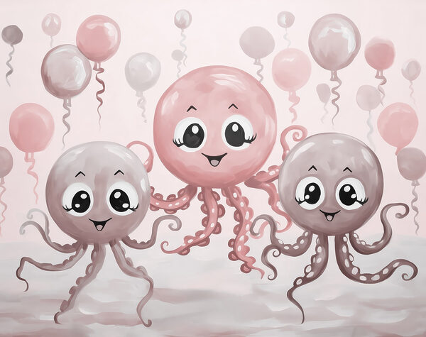 Gruppo di polpi con palloncini Gruppo di polpi con palloncini