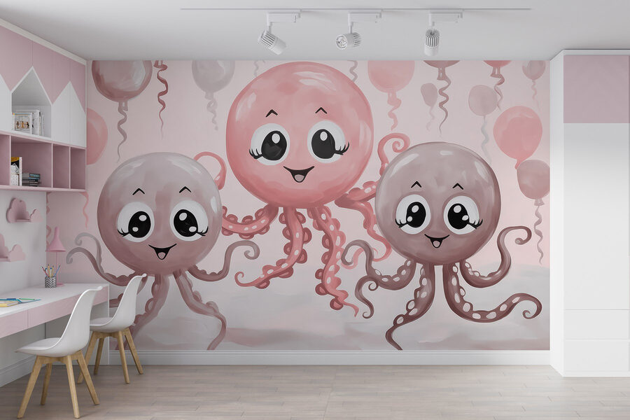 Gruppo di polpi con palloncini