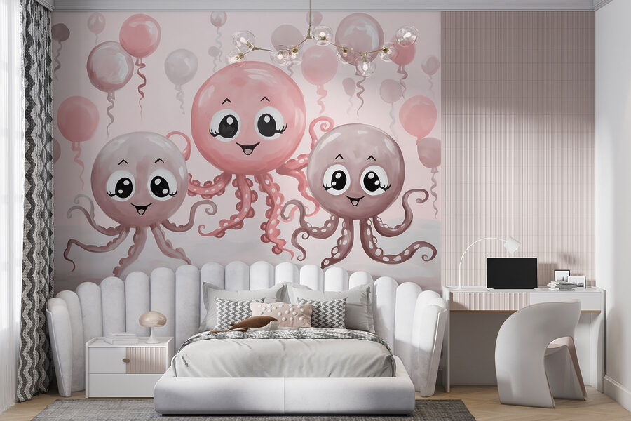Gruppo di polpi con palloncini