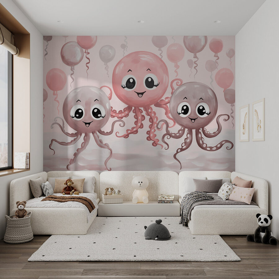 Gruppo di polpi con palloncini