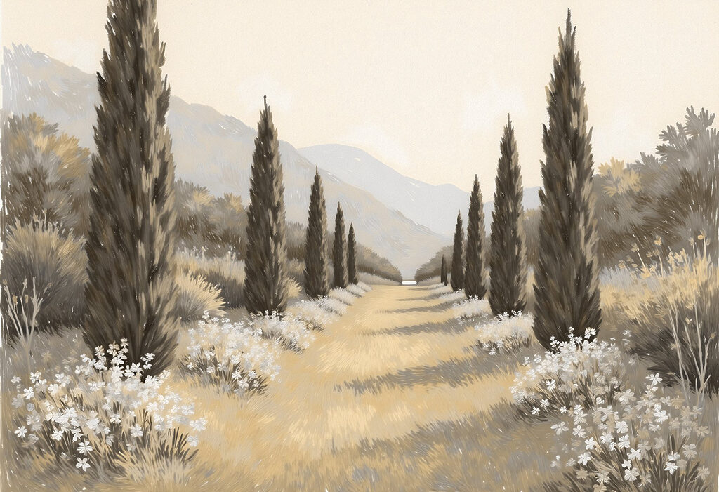 Paesaggio con alberi e fiori Paesaggio con alberi e fiori