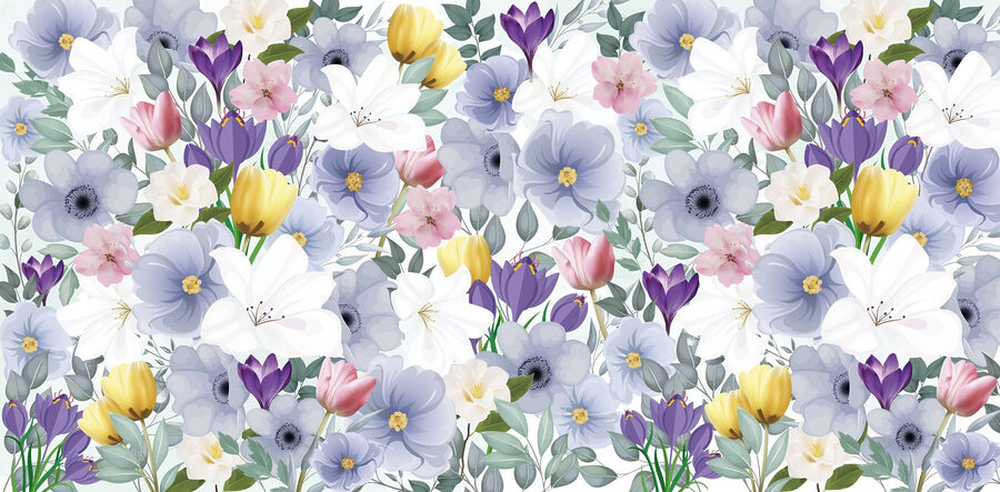 Gruppo di fiori con foglie