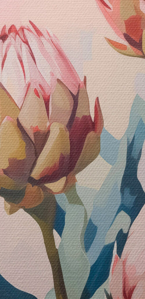Painting of flowers on a pink background Painting of flowers on a pink background