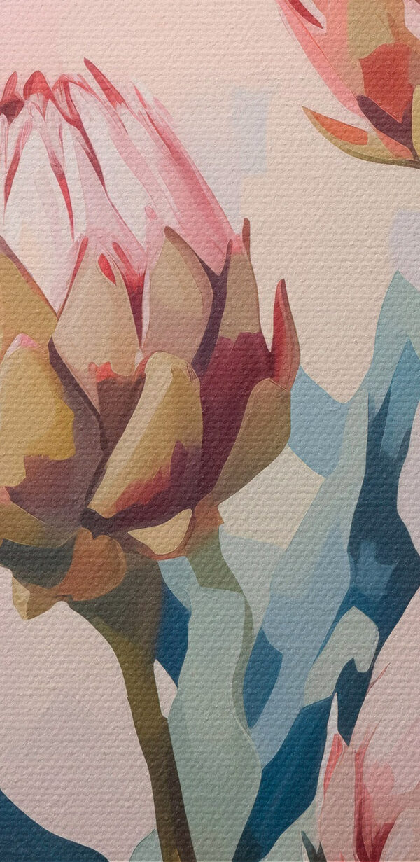 Painting of flowers on a pink background Painting of flowers on a pink background