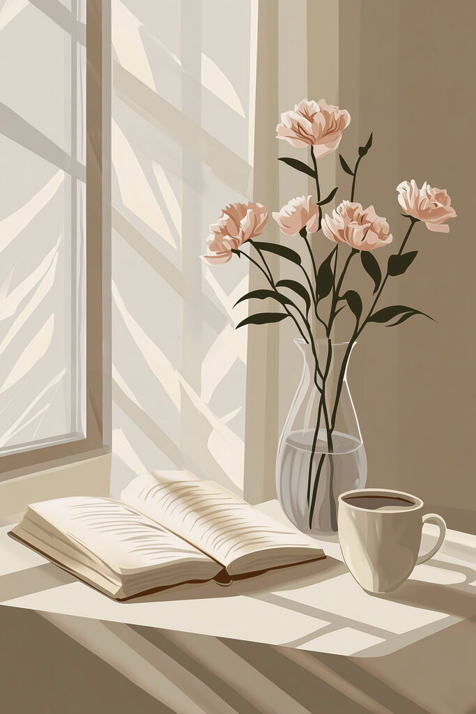 Book and a vase with flowers Book and a vase with flowers