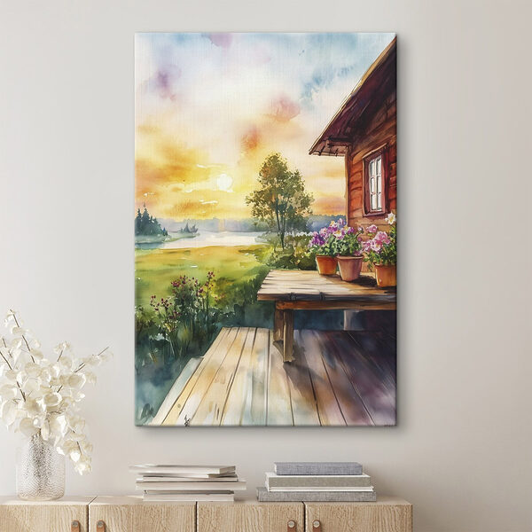 Quadri Acquerello raffigurante una casa con dei fiori su un tavolo (COD: s44017) Quadri Quadri Acquerello raffigurante una casa con dei fiori su un tavolo (COD: s44017)