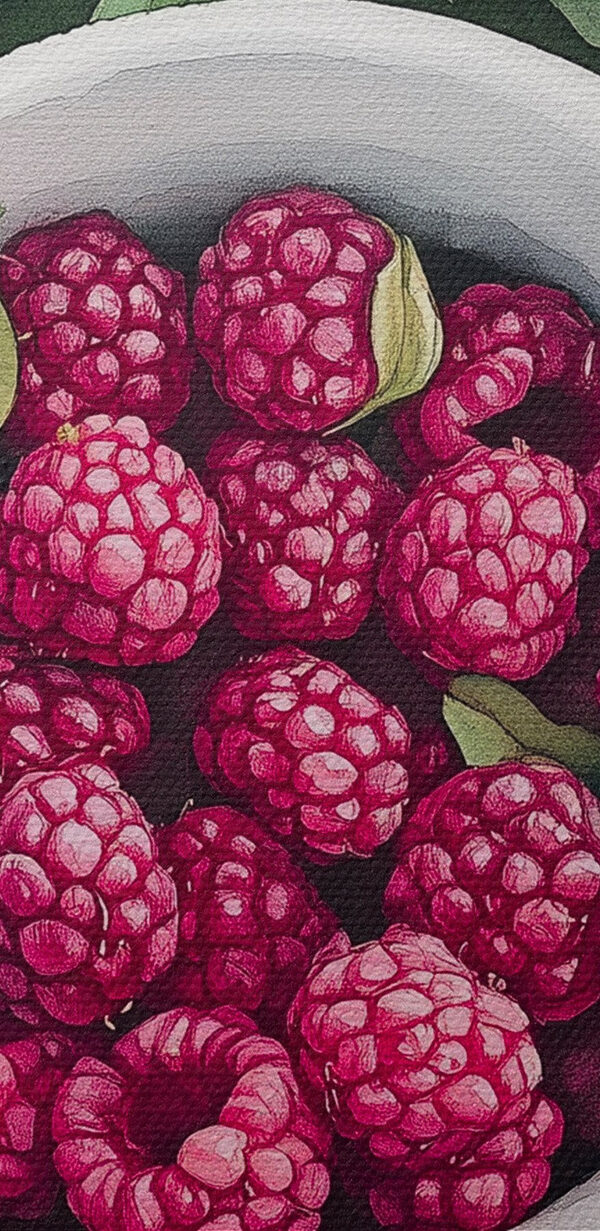 Cup of raspberries on leaves Cup of raspberries on leaves