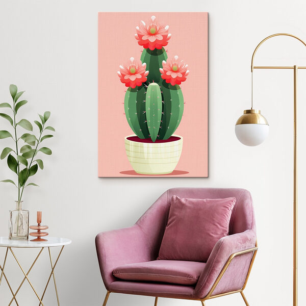 Quadri Quadri Cactus con fiori rosa (COD: s43996)