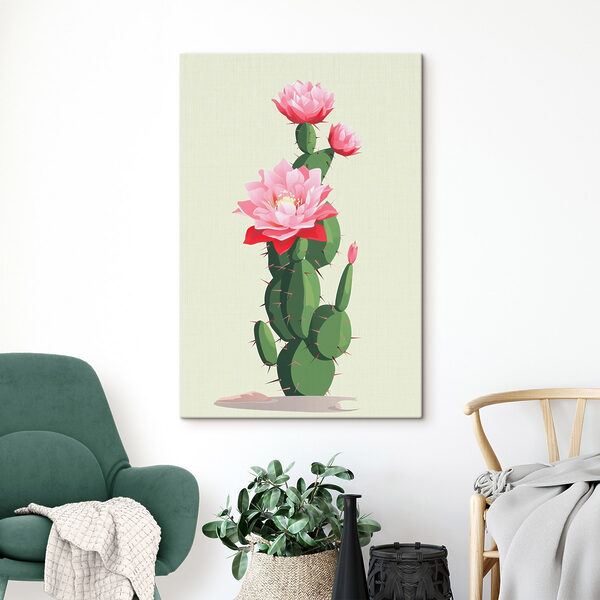 Cactus con fiori rosa Quadri Cactus con fiori rosa