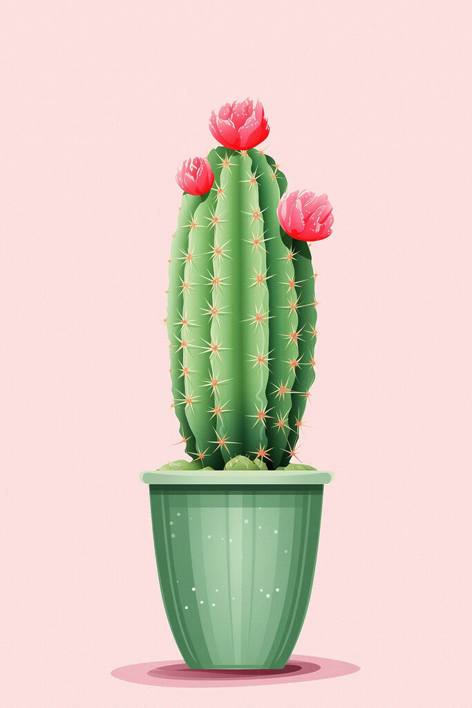 Cactus with flowers in a pot Cactus with flowers in a pot