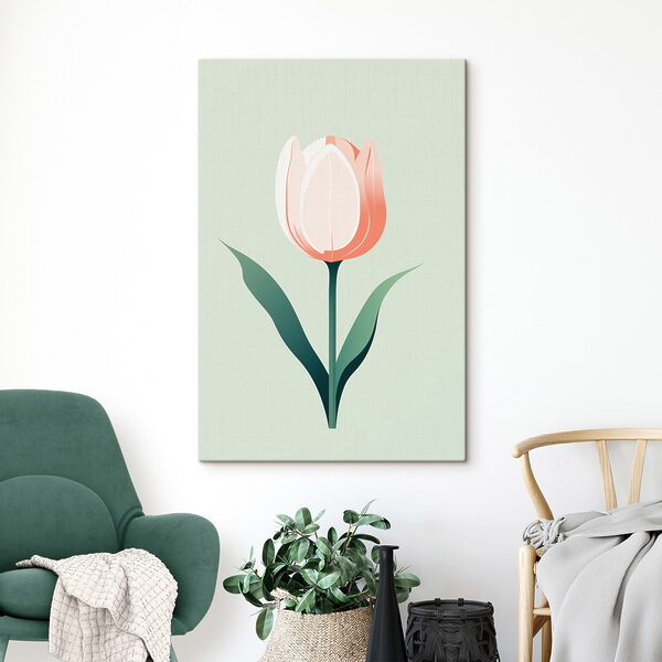 Quadri Quadri Fiore rosa con foglie verdi (COD: s44000)
