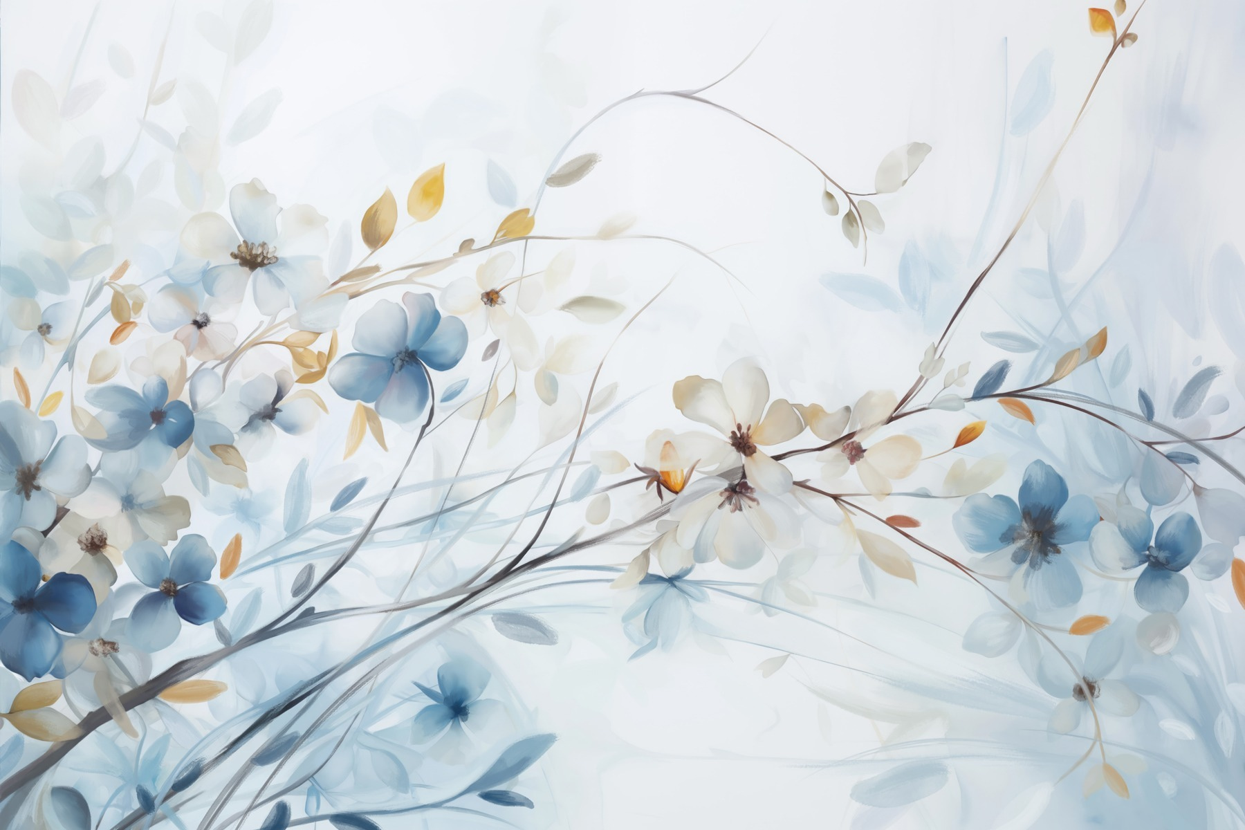 Painting of flowers and leaves