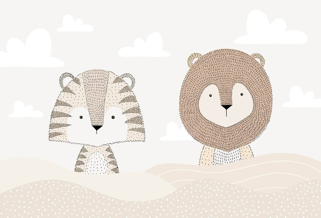 Leone e tigre nel deserto Leone e tigre nel deserto