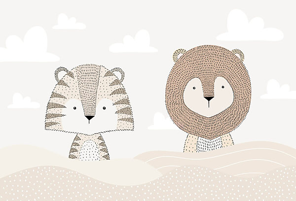 Leone e tigre nel deserto Leone e tigre nel deserto