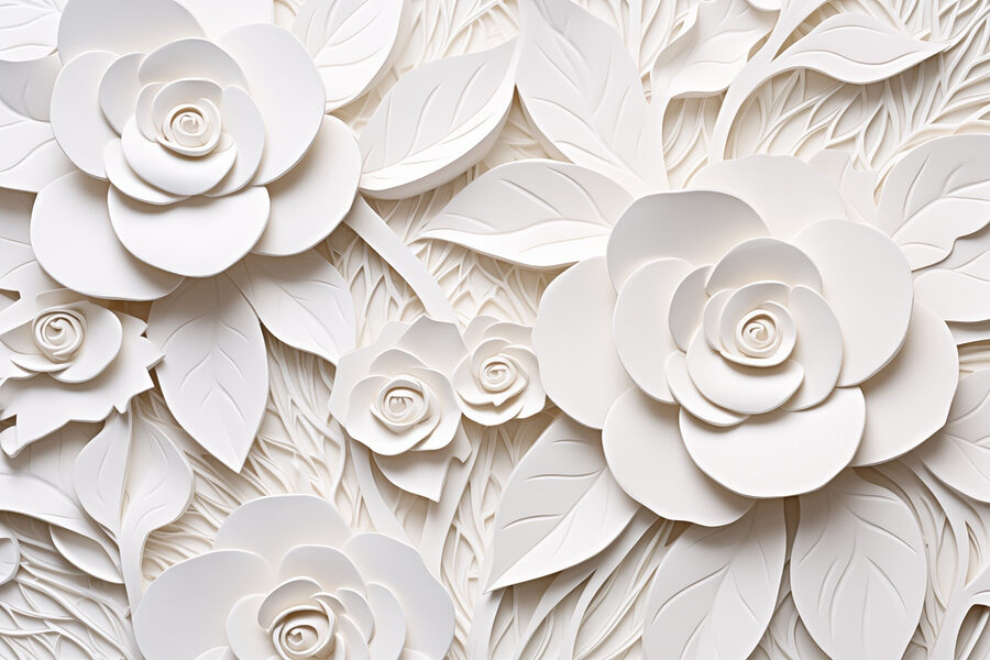 Fiori e foglie di carta bianca