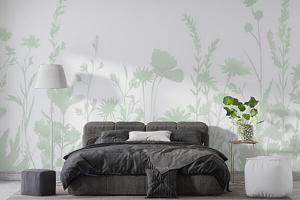 Design stravagante con silhouette floreali visualizzate Design stravagante con silhouette floreali visualizzate