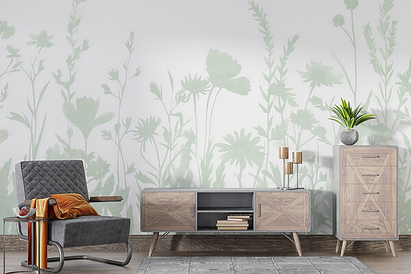 Design stravagante con silhouette floreali visualizzate Design stravagante con silhouette floreali visualizzate