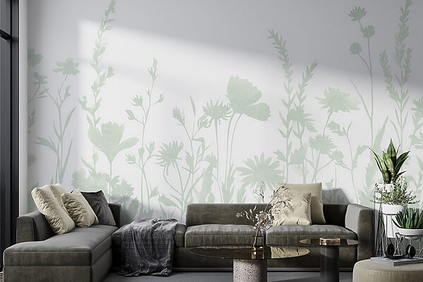 Design stravagante con silhouette floreali visualizzate Design stravagante con silhouette floreali visualizzate