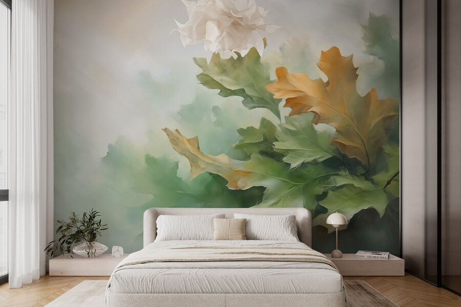 Pittura di foglie su un ramo