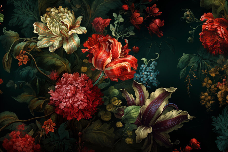 Pittura di fiori su sfondo scuro Pittura di fiori su sfondo scuro