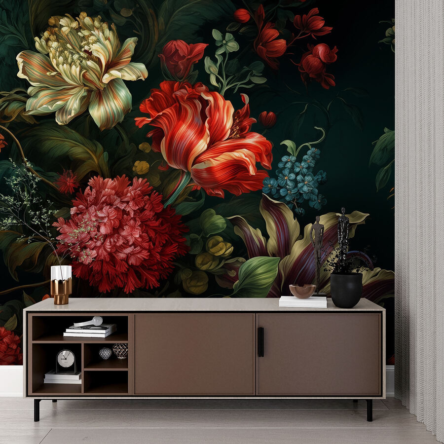 Pittura di fiori su sfondo scuro Pittura di fiori su sfondo scuro