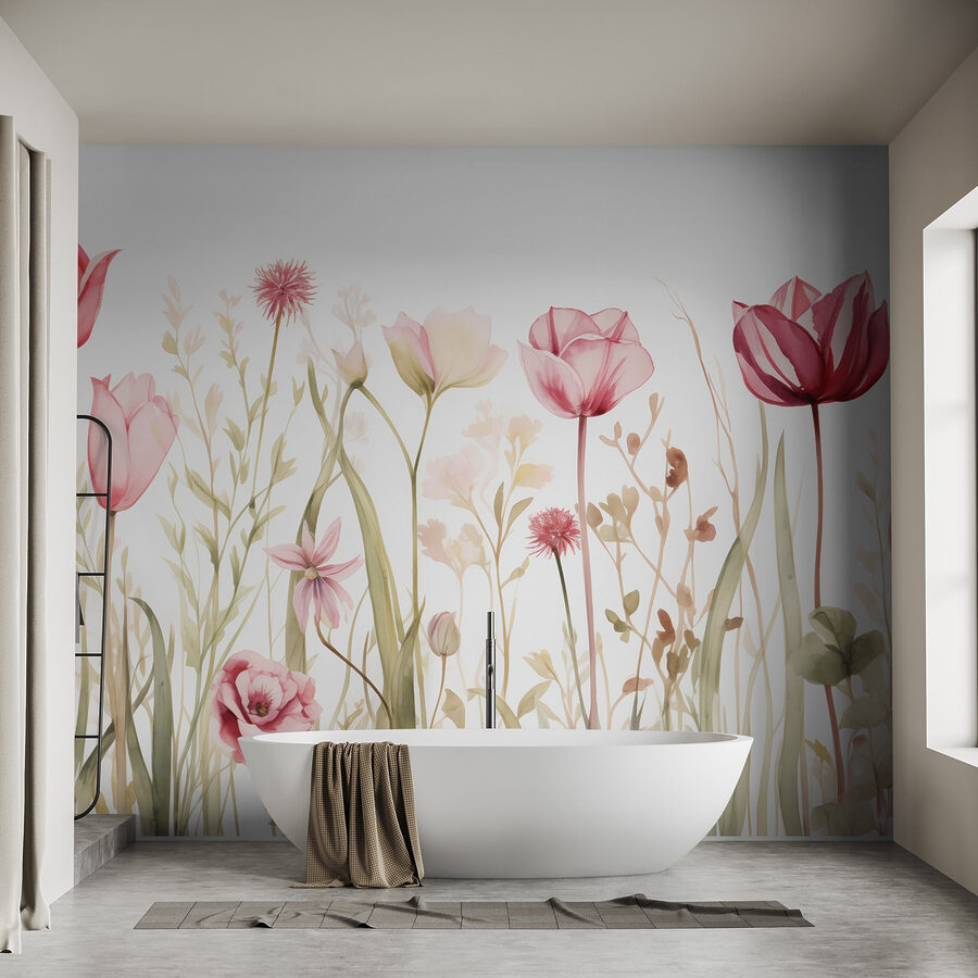 Pittura di fiori ed erba
