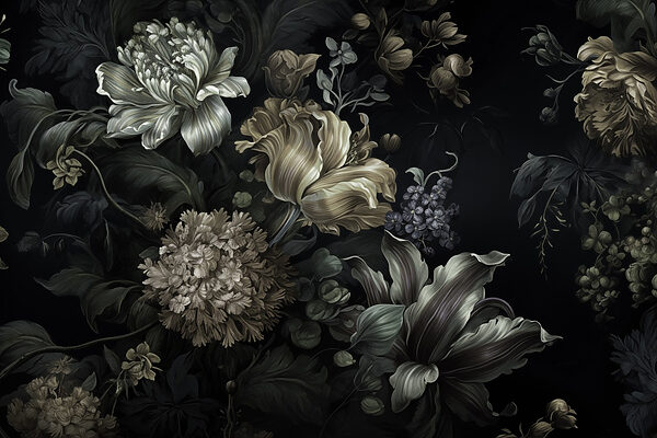 Pittura di fiori su sfondo nero Pittura di fiori su sfondo nero
