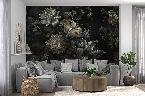 Pittura di fiori su sfondo nero Pittura di fiori su sfondo nero